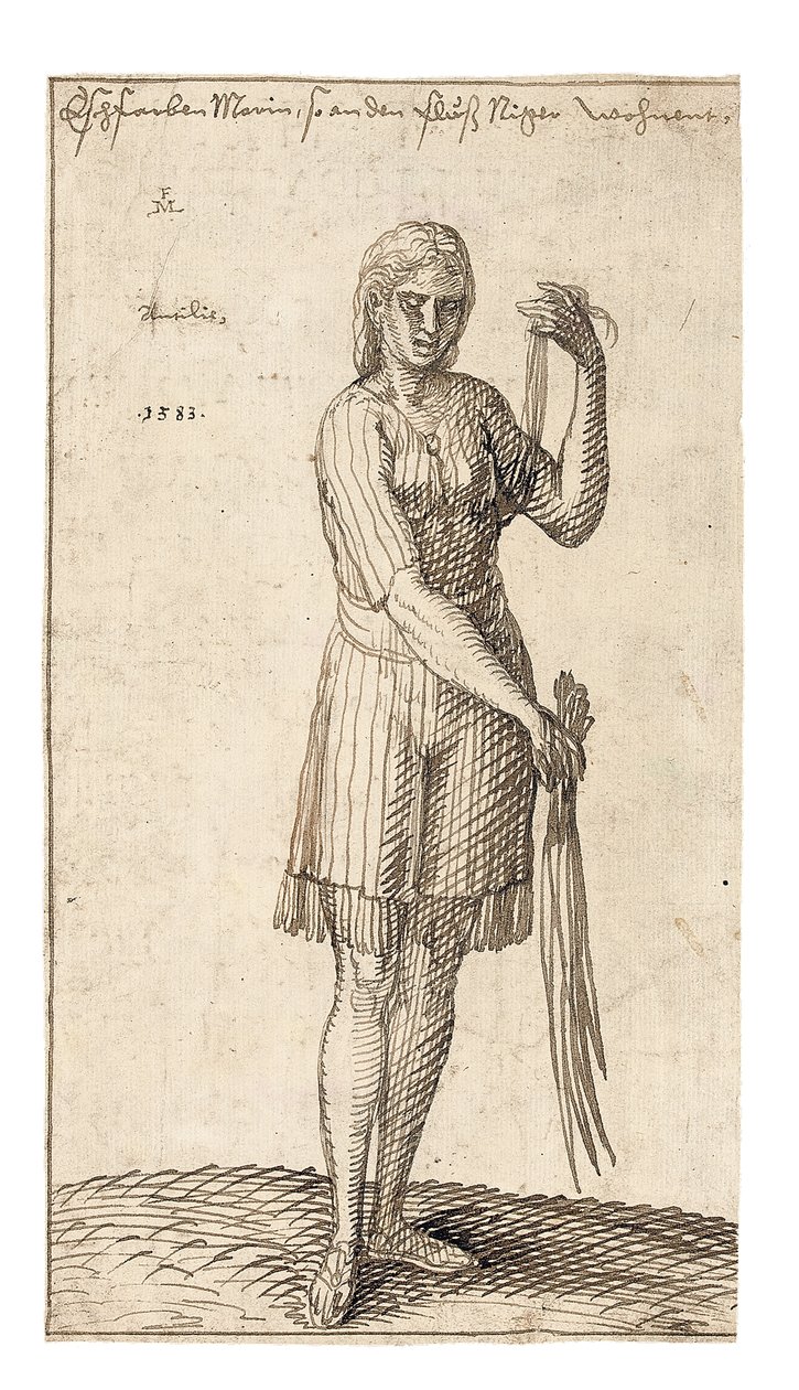 Een Nigeriaanse vrouw die riet vasthoudt, 1583 door Melchior Lorck