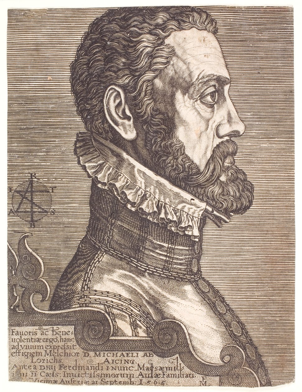 Geograaf Baron Michael von Aitzing door Melchior Lorck