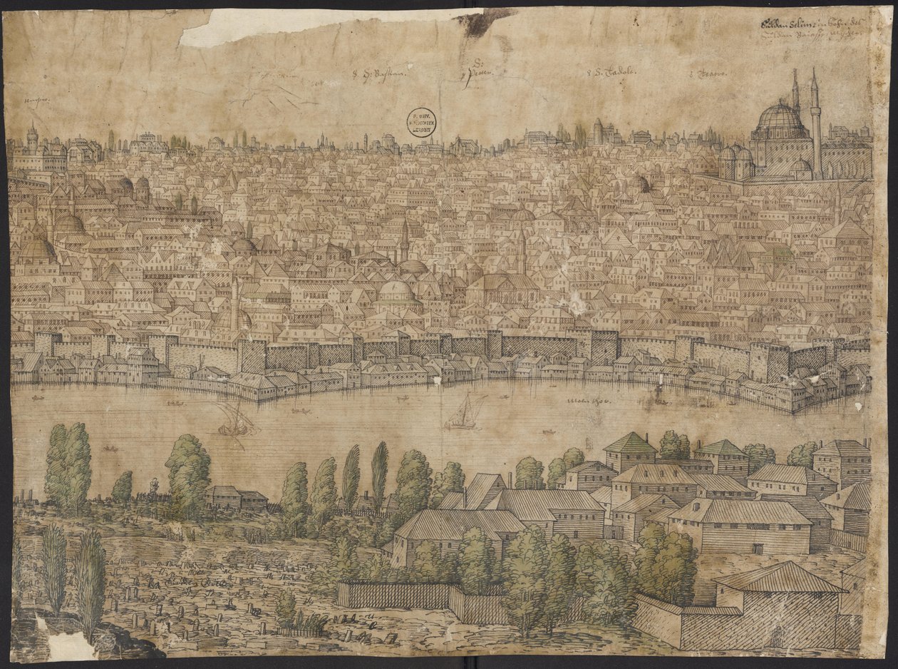 Prospect van Constantinopel, Blad 14, Melchior Lorck, 1559 door Melchior Lorck