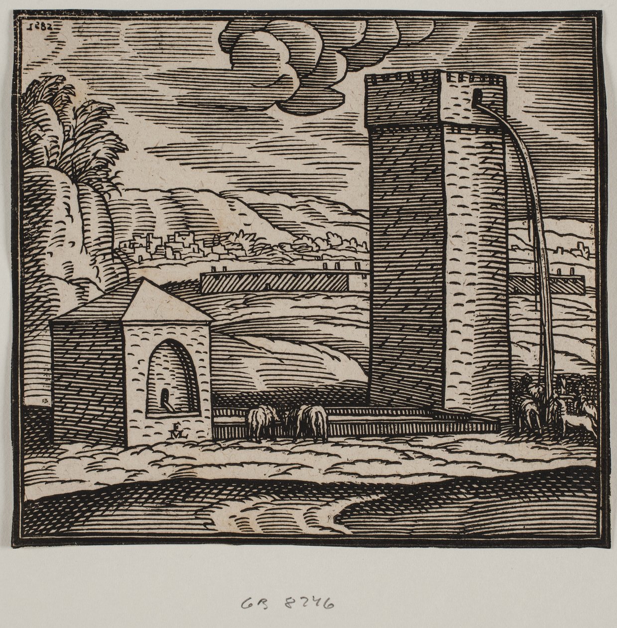 Put, waterbak en watertoren door Melchior Lorck