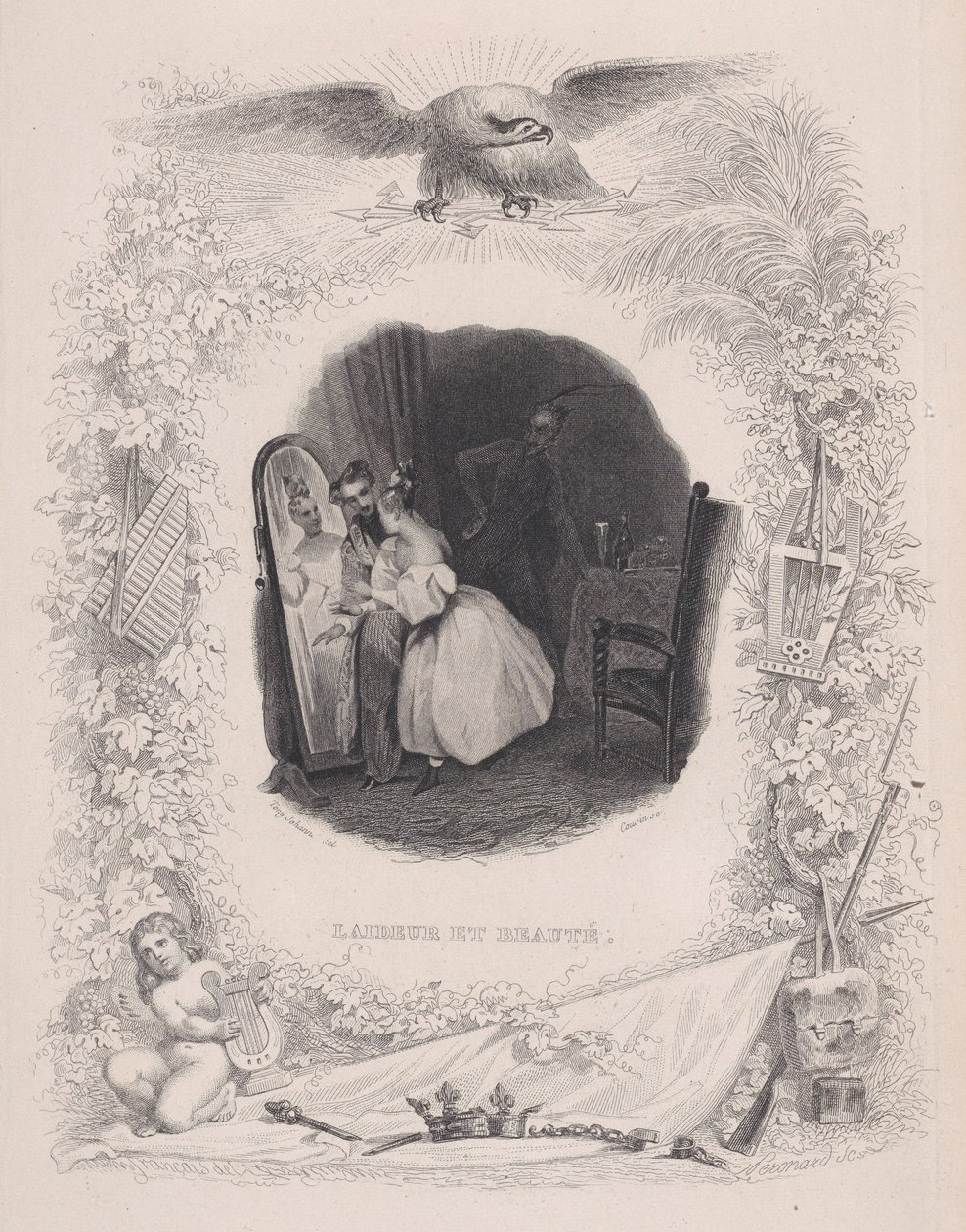 Lelijkheid en Schoonheid, uit De Liederen van Béranger door Melchior Peronard