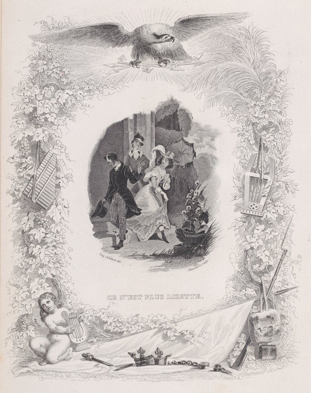 Het is Niet Meer Lisette, uit De Liederen van Béranger, 1829 door Melchior Péronard, Auguste Blanchard I