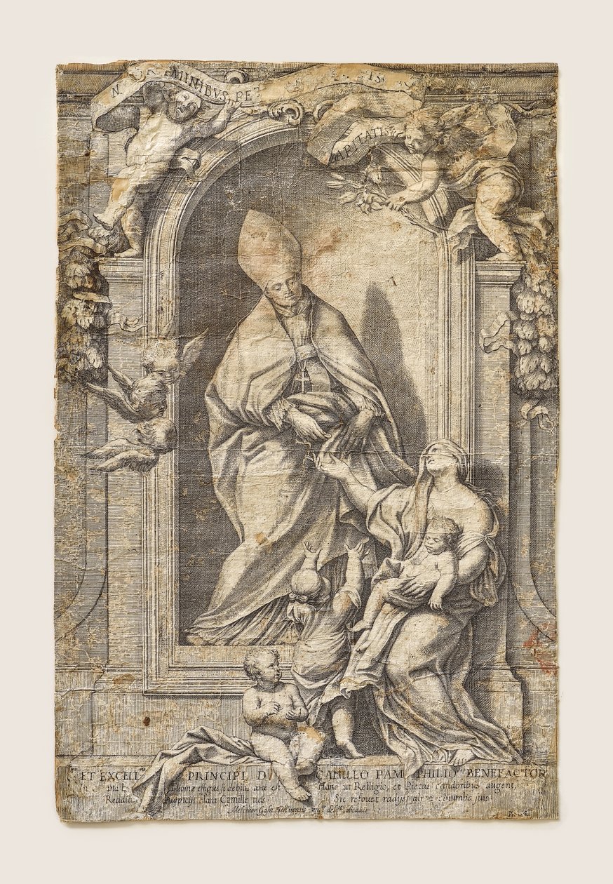 Liefdadigheid van Sint Thomas van Villanova door Melchiorre Cafa
