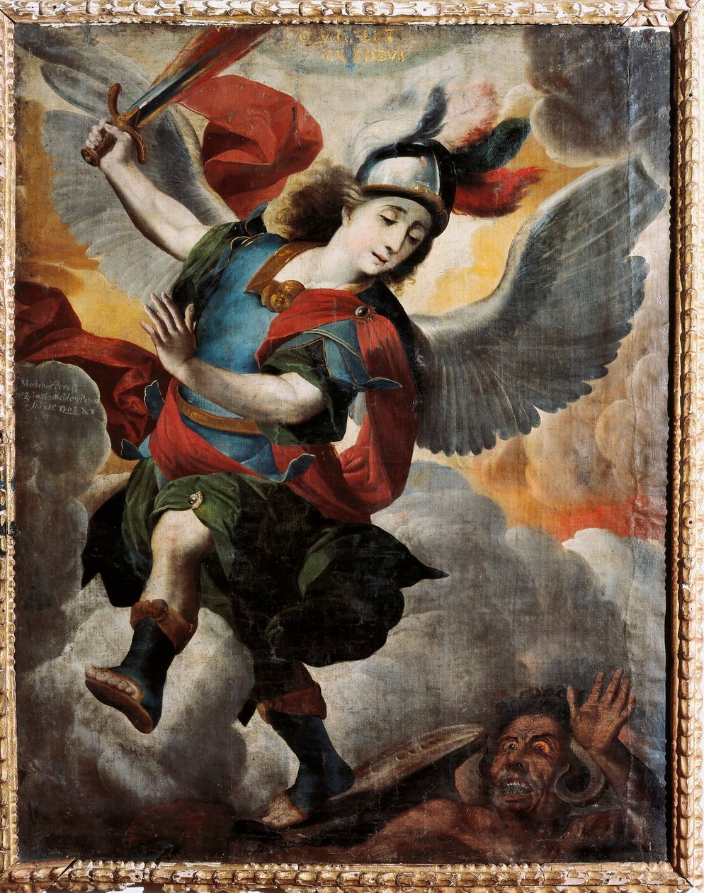De Aartsengel Michaël, schilderij door Melchor Perez de Holguin (1665-1724) door Melchor Pérez de Holguín
