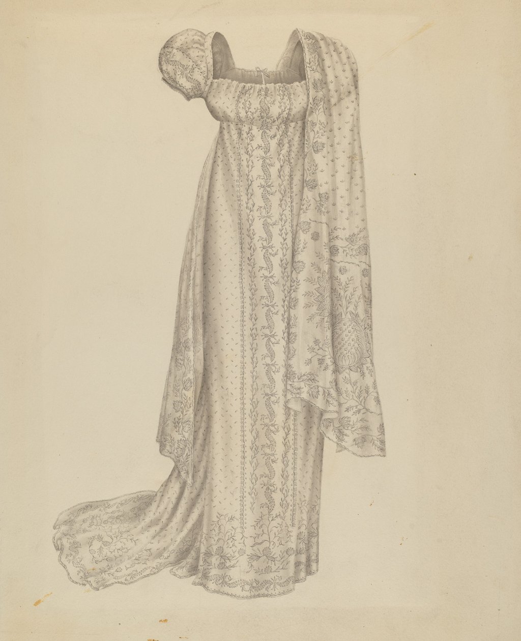 Trouwjurk met sjaal, ca. 1939 door Melita Hofmann