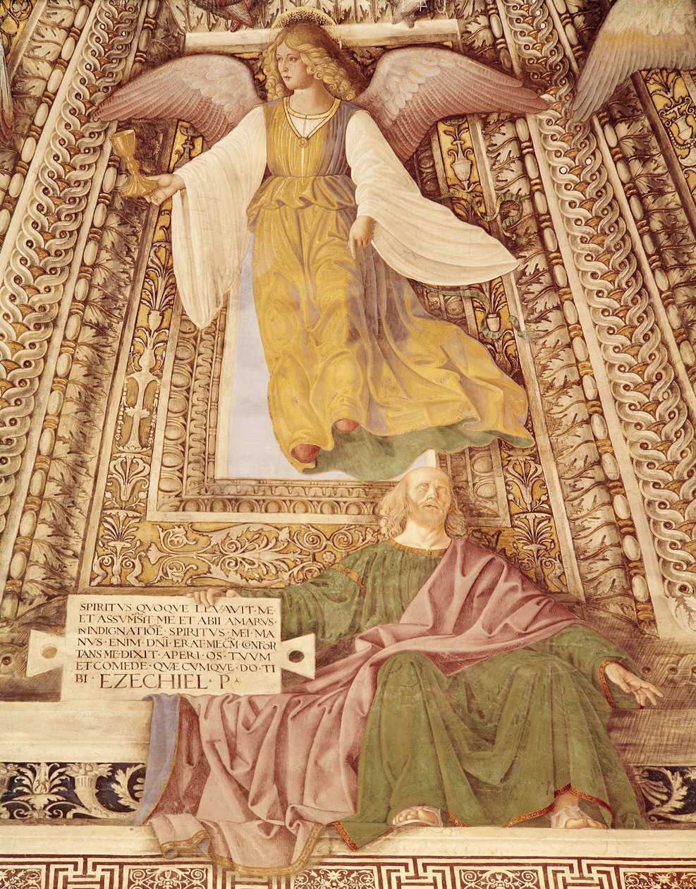 Ezechiël en de Engel met de kelk van het Lijden van Christus, uit de koepel van de Sacristie van St. Mark, c.1477 (detail) door Melozzo da Forli