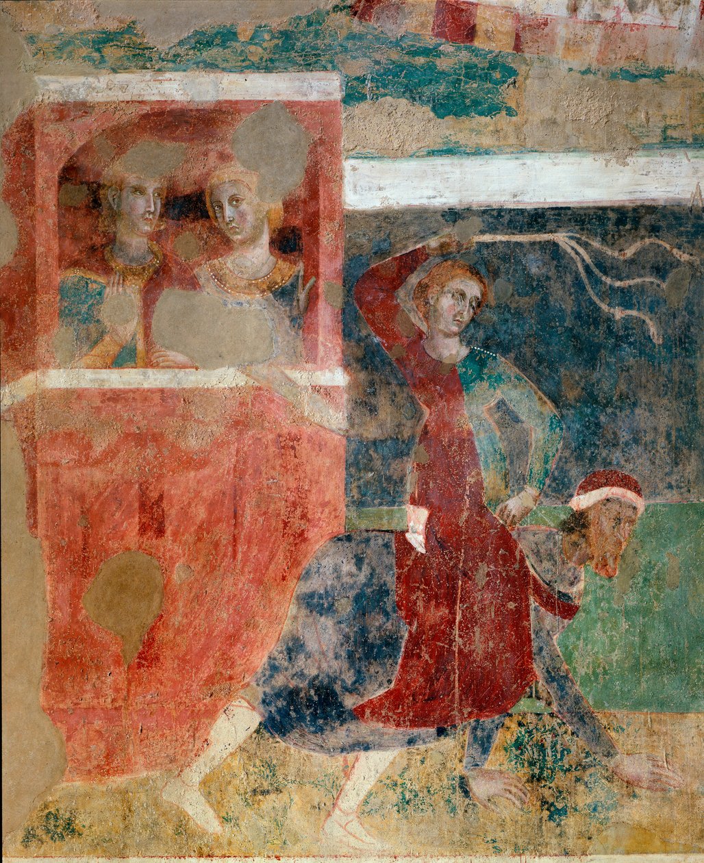 De ups en downs van de initiaties van een jonge man in de mysteries van de liefde, detail, begin 14e eeuw (fresco) door Memmo di Filippuccio