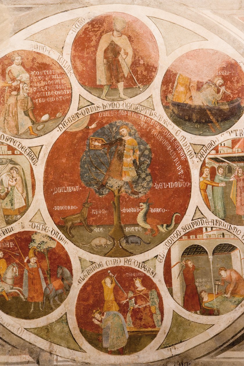 Wiel van Barlaam; Wiel van Aristoteles met de kardinale deugden; het oordeel van Salomo door Meo di Pero Cristoforo di Bindoccio