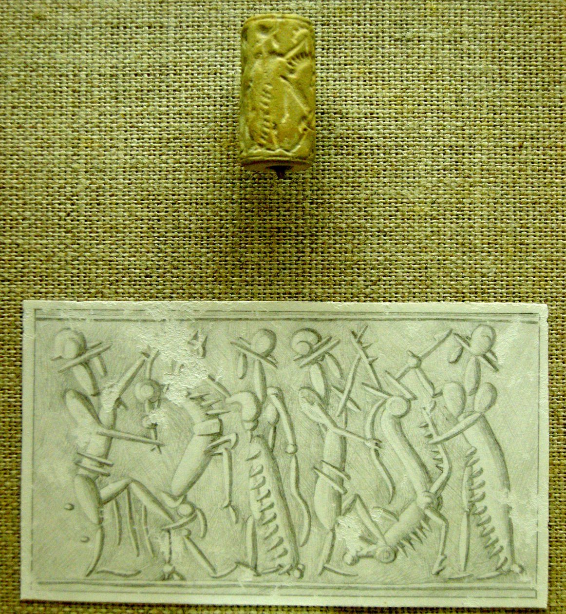 Cilinderzegel met afdruk door Mesopotamian