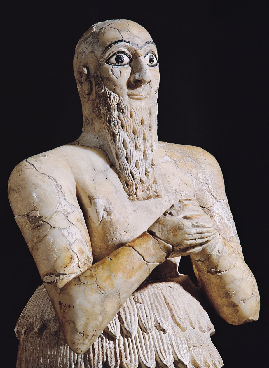 Detail van een standbeeld van Itur-Shamagen, koning van Mari door Mesopotamian