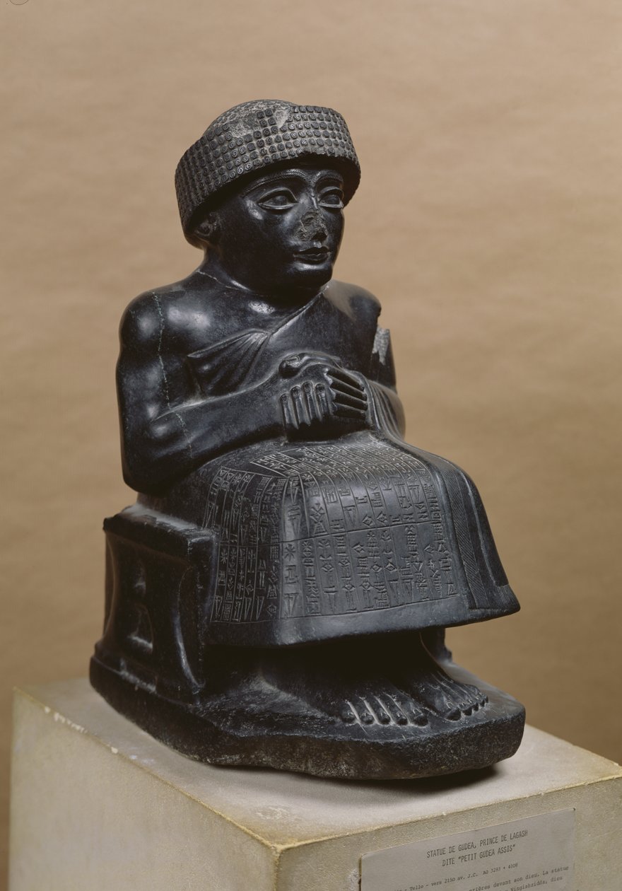 Gudea, Prins van Lagash, standbeeld gewijd aan Ningizzada, Neo-Sumerisch, van Telloh, oud Girsu door Mesopotamian