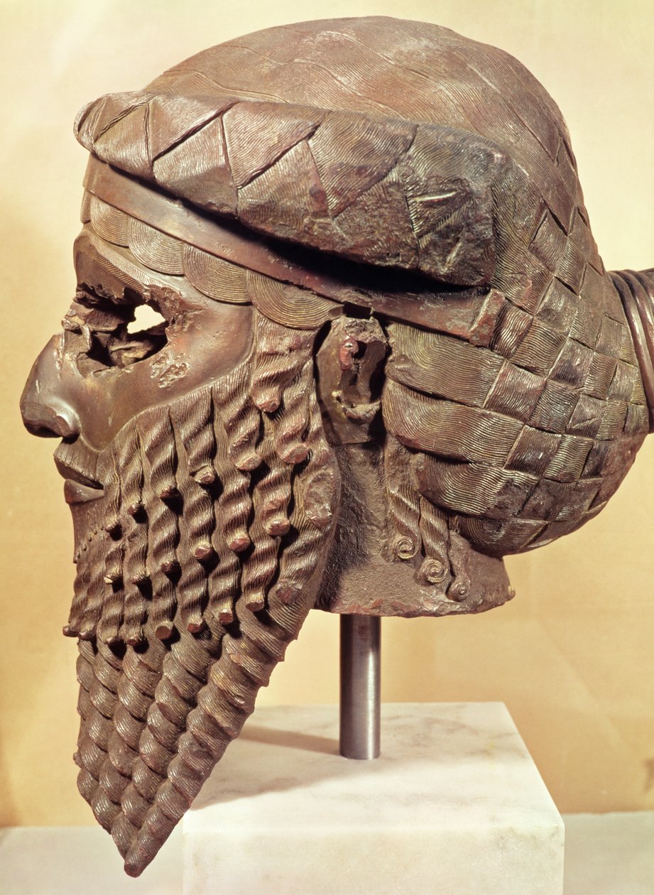 Hoofd van Sargon I (c.2334-2279 v.Chr.) 2400-2200 v.Chr. (koper) door Mesopotamian