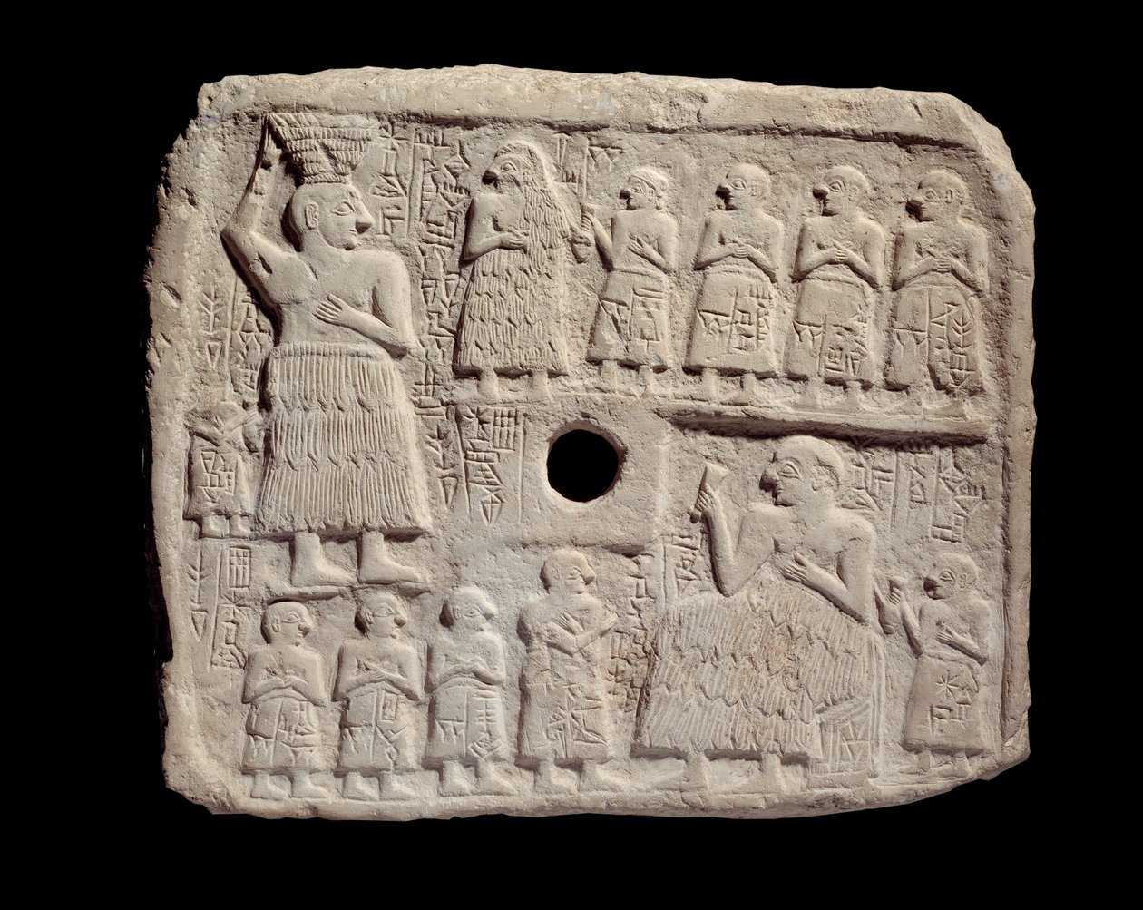 Mesopotamië: laag reliëf in kalksteen van Ur-Nanshe, koning van Lagash. Sumerische periode. Uit Tello Parijs, Musée du Louvre door Mesopotamian Mesopotamian