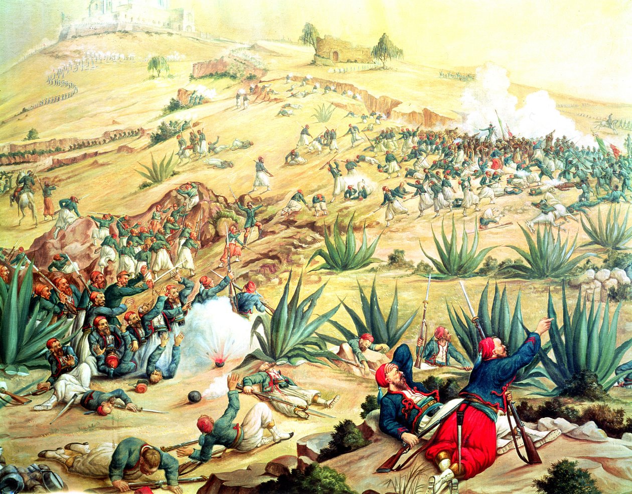De Slag bij Puebla, 5 mei 1862 door Mexican School