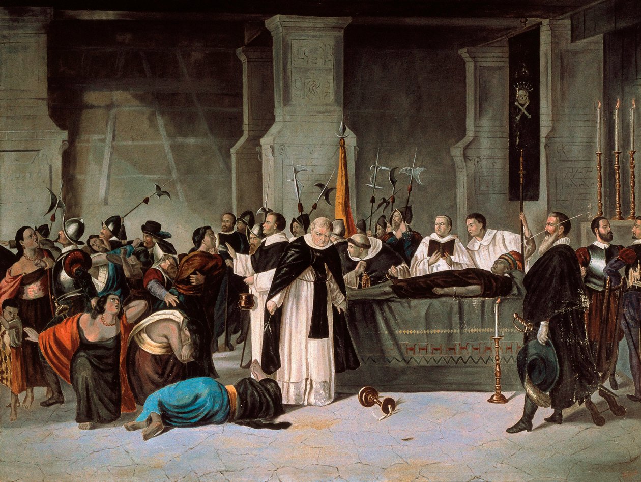 Begrafenis van Atahualpa, augustus 1533, c.1869 door Mexican School