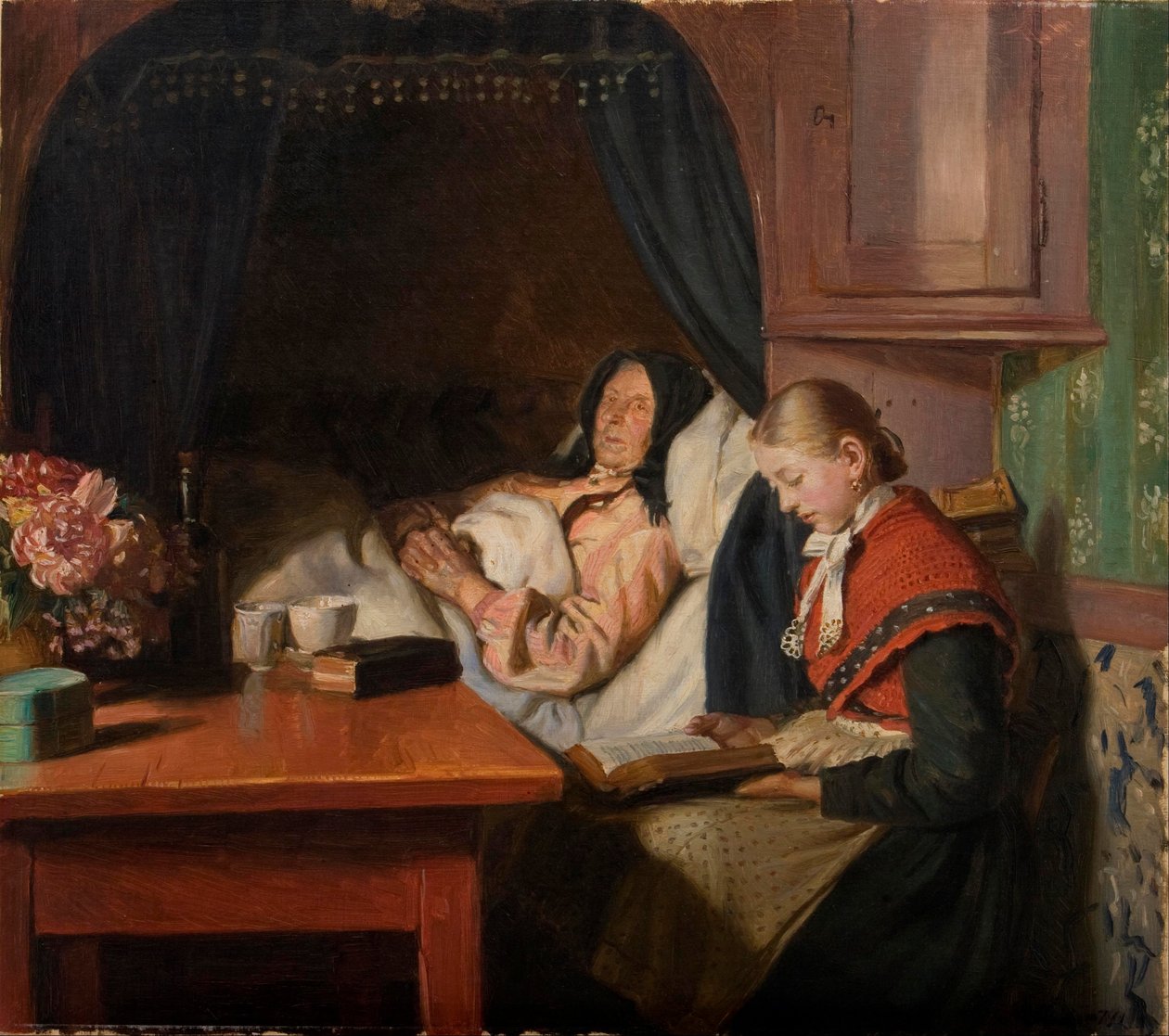 Bij een ziekbed door Michael Peter Ancher