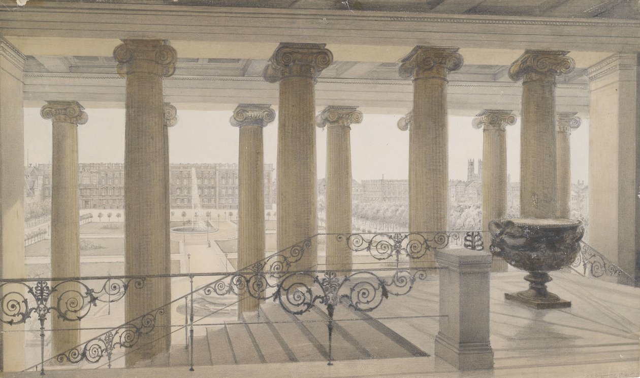 Uitzicht vanaf het Oude Museum op de Lustgarten door Michael Carl Gregorovius