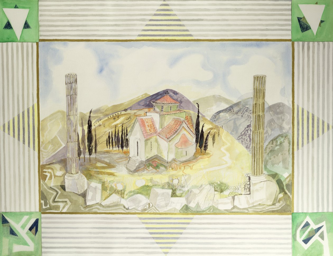 Tempel in Hosios Lukas Land uit de Griekse Ervaring Serie, 1989 door Michael Chase