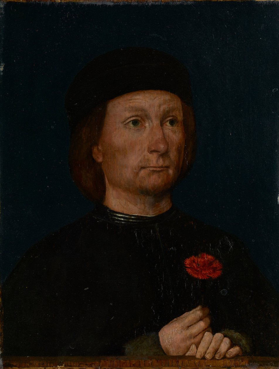 Portret van een Man met een Anjer door Michael Sittow