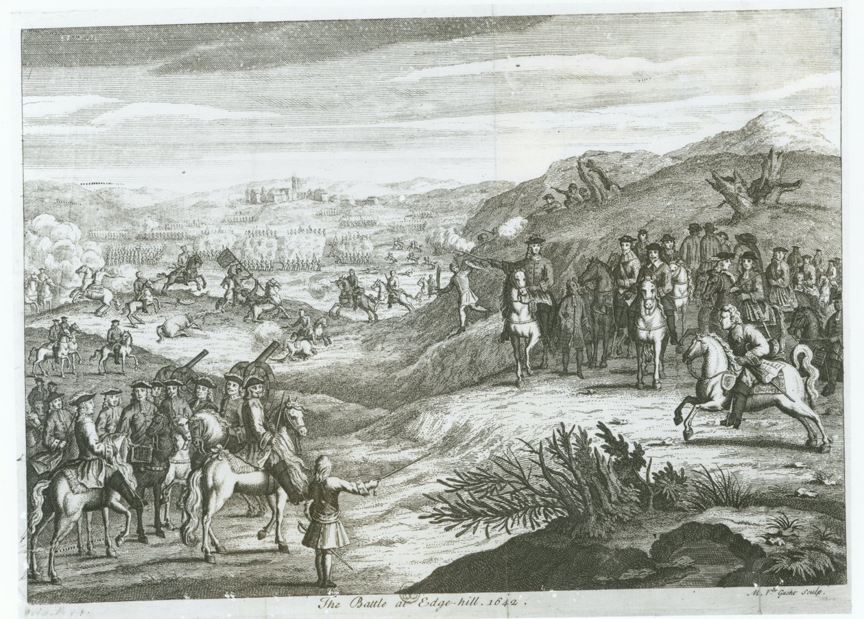 De slag bij Edgehill, 23 oktober 1642 door Michael van der Gucht