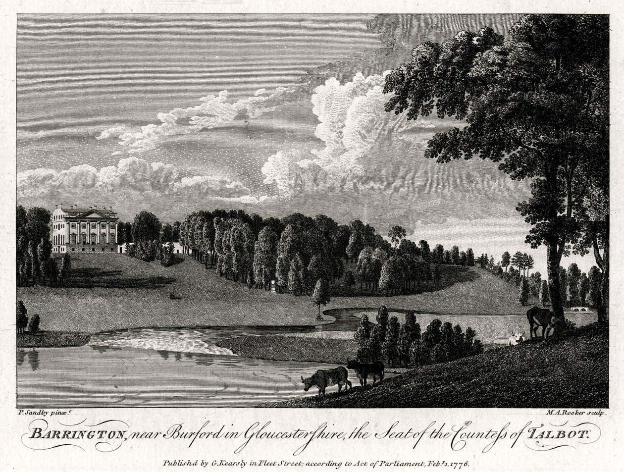 Barrington, nabij Burford in Gloucestershire, het landgoed van de gravin van Talbot door Michael Angelo Rooker