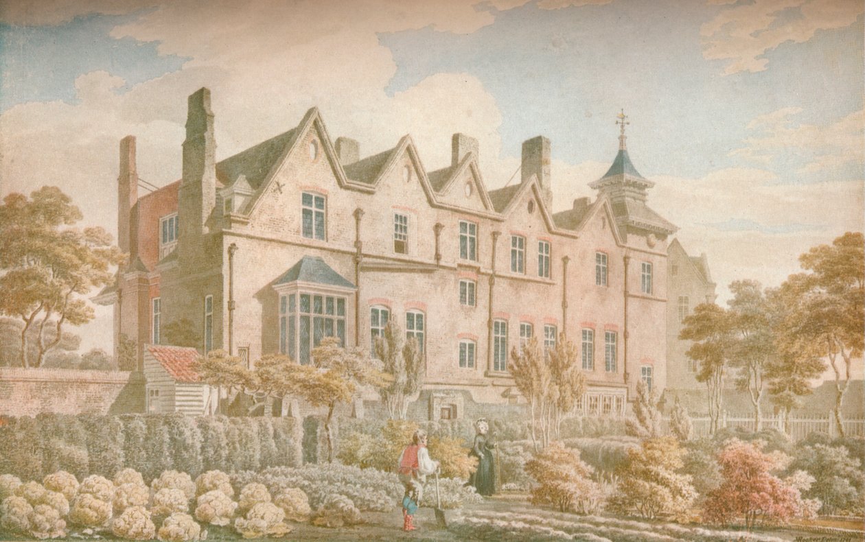 Marylebone Old Manor House: Tuinzijde, 1791 door Michael Angelo Rooker