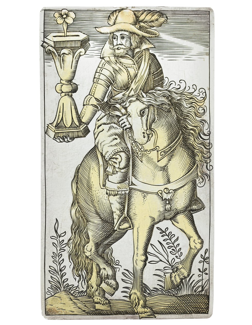 Speelkaart uit een uiterst zeldzame set, gegraveerd in de vier Italiaanse kleuren, Augsburg door Michael Froemmer