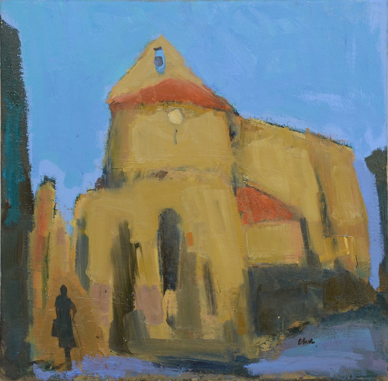 Kerk bij Bordeaux, 2017 (olieverf op linnen) door Michael G. Clark