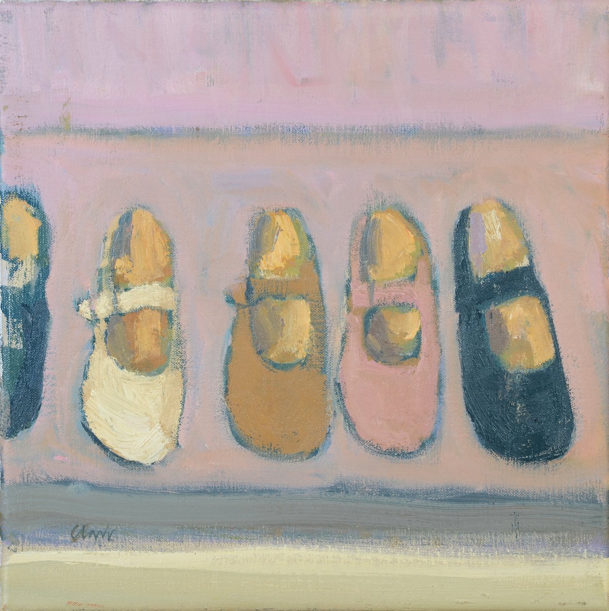 Meisjesschoenen, 2017 (olieverf op linnen) door Michael G. Clark
