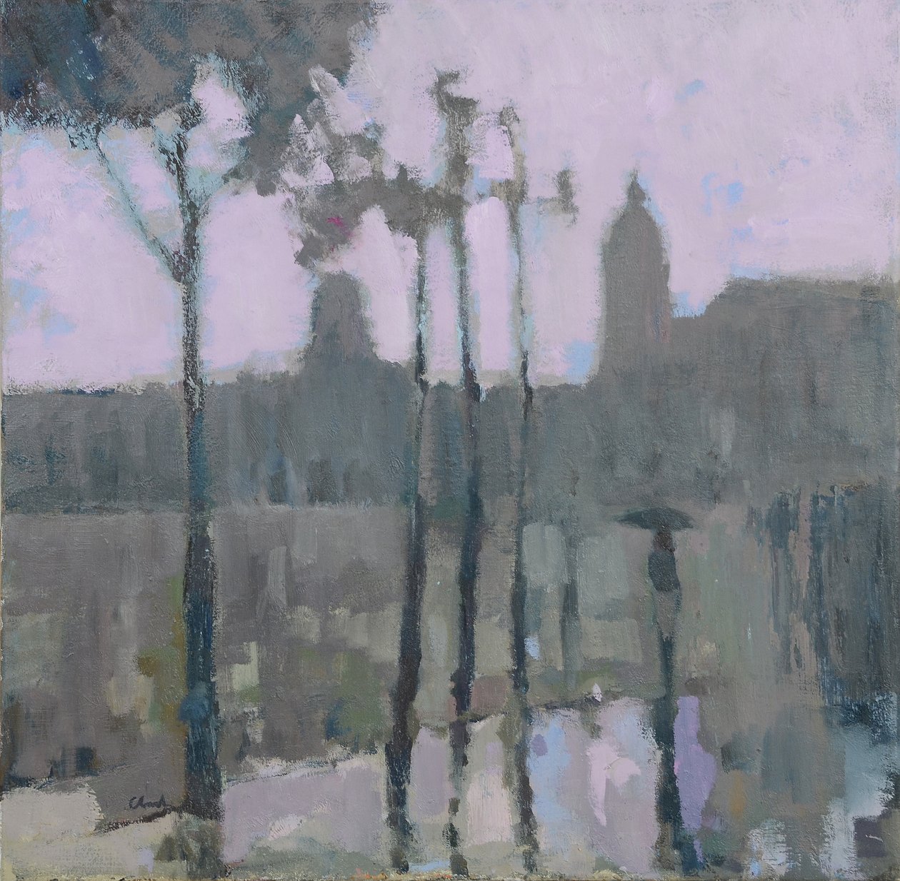 Parijs in de regen, 2016 (olieverf op linnen) door Michael G. Clark