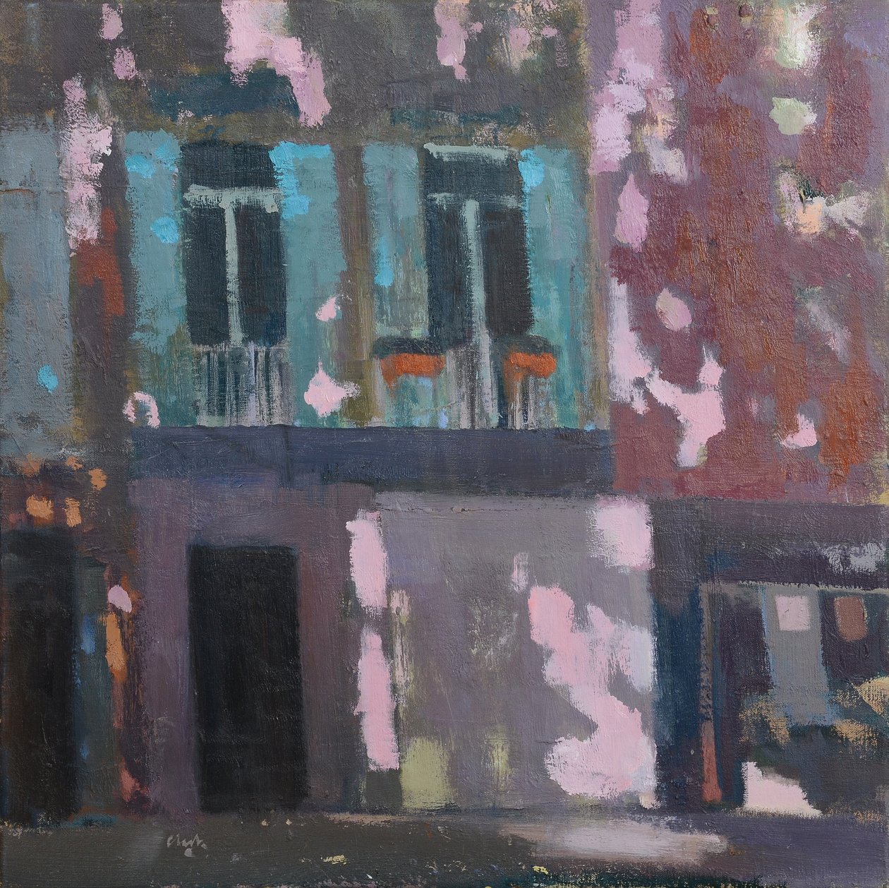 Schaduwen op een muur, Provence, 2015 (olieverf op linnen) door Michael G. Clark