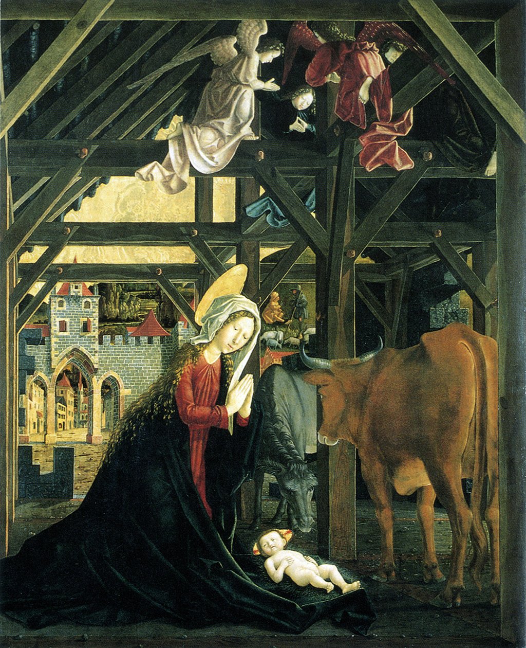 Geboortealtaarstuk van de Kerk van St. Wolfgang im Salzkammergut, 1481 door Michael Pacher