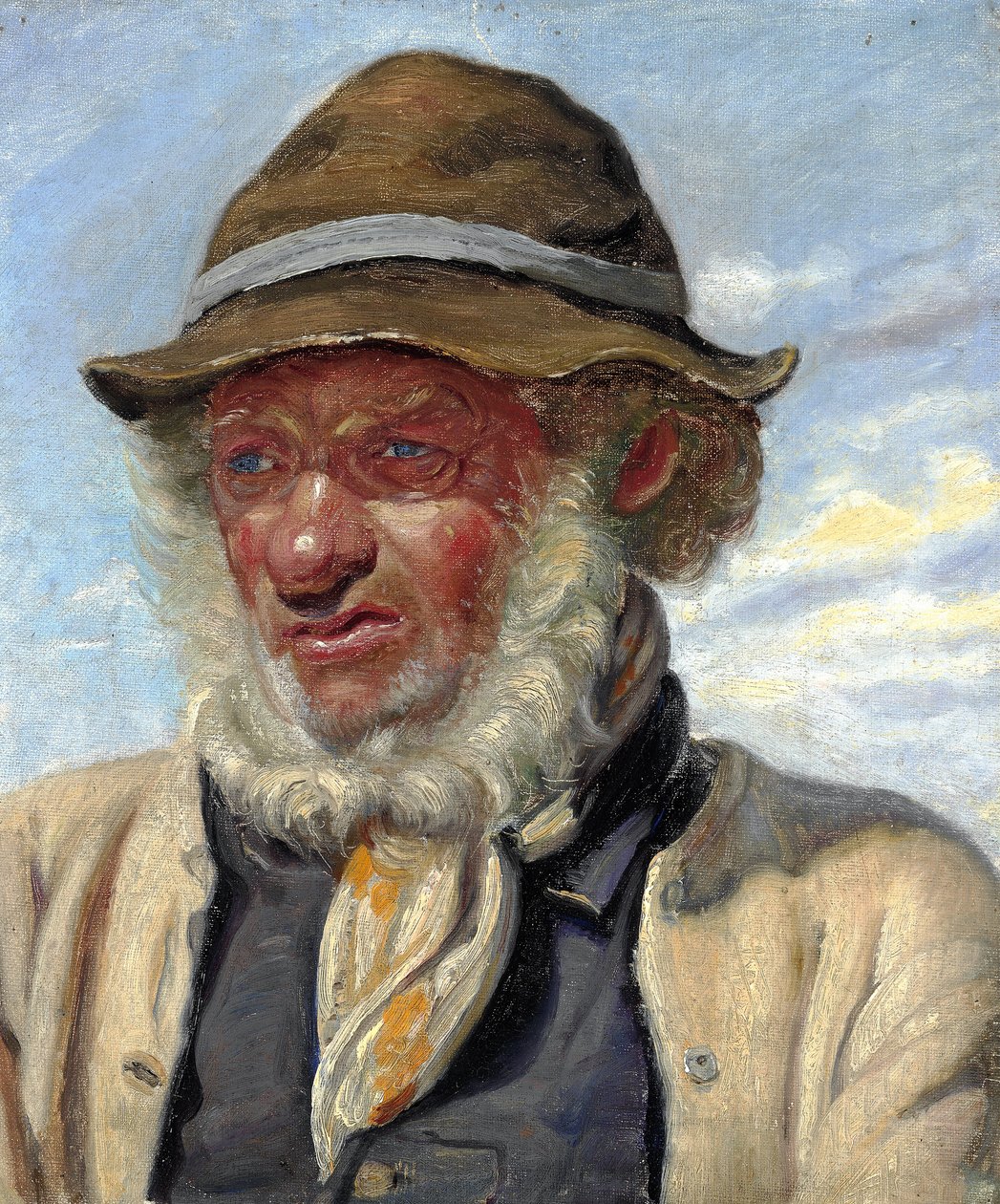 Een visser uit Skagen met een volle baard. door Michael Peter Ancher