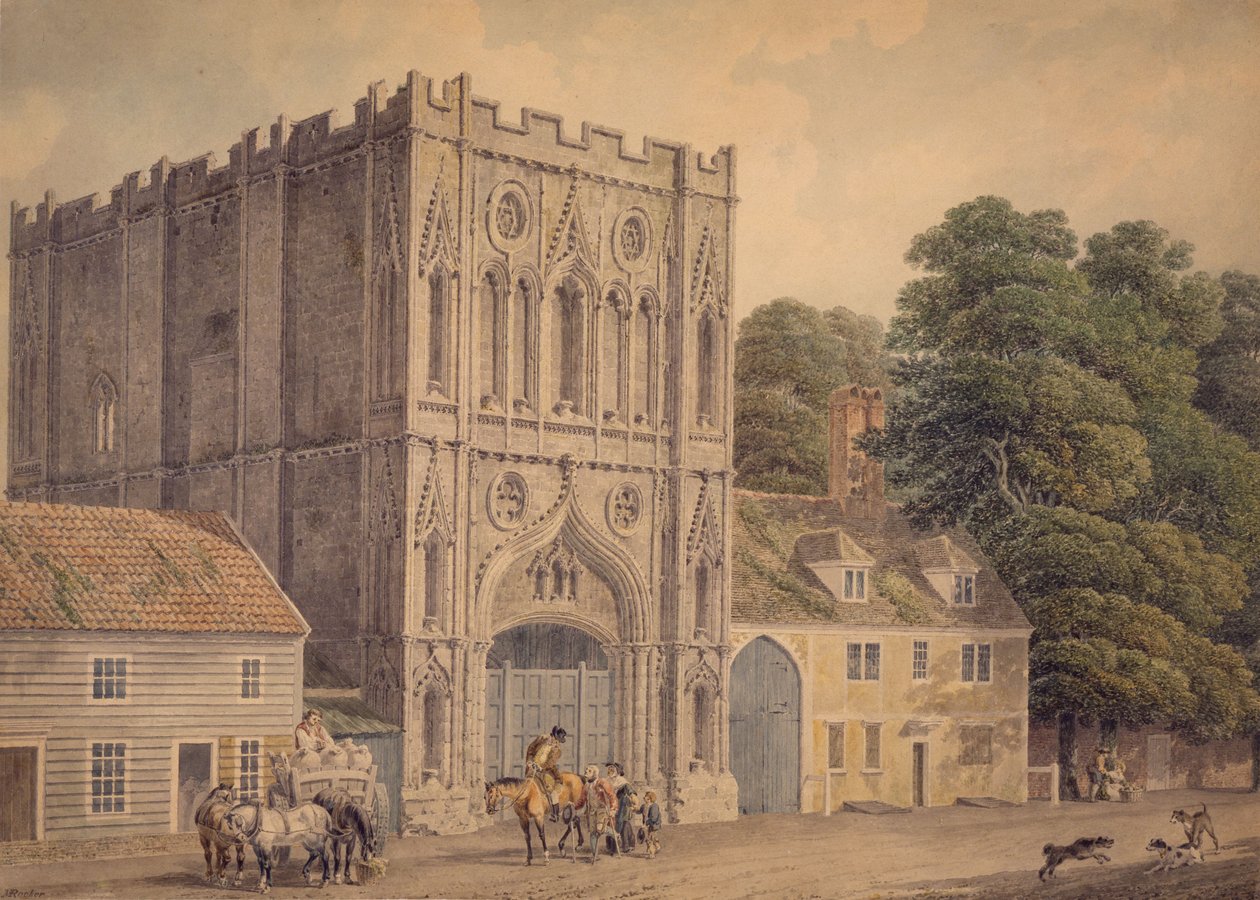 De westelijke gevel van de abdijpoort, Bury St. Edmunds, 1788-1801 door Michael Rooker