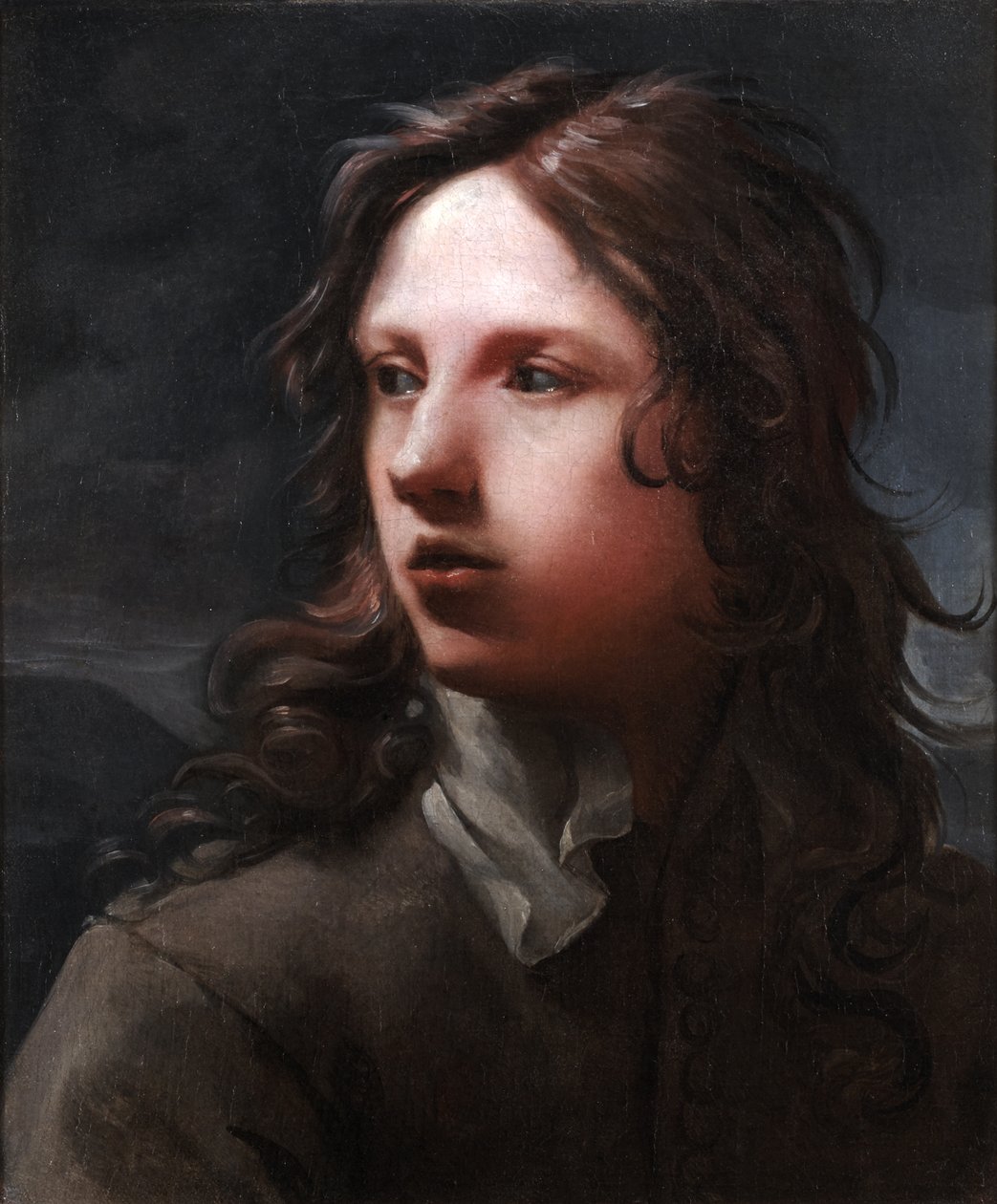 Portret van een jonge man in een grijs jasje door Michael Sweerts