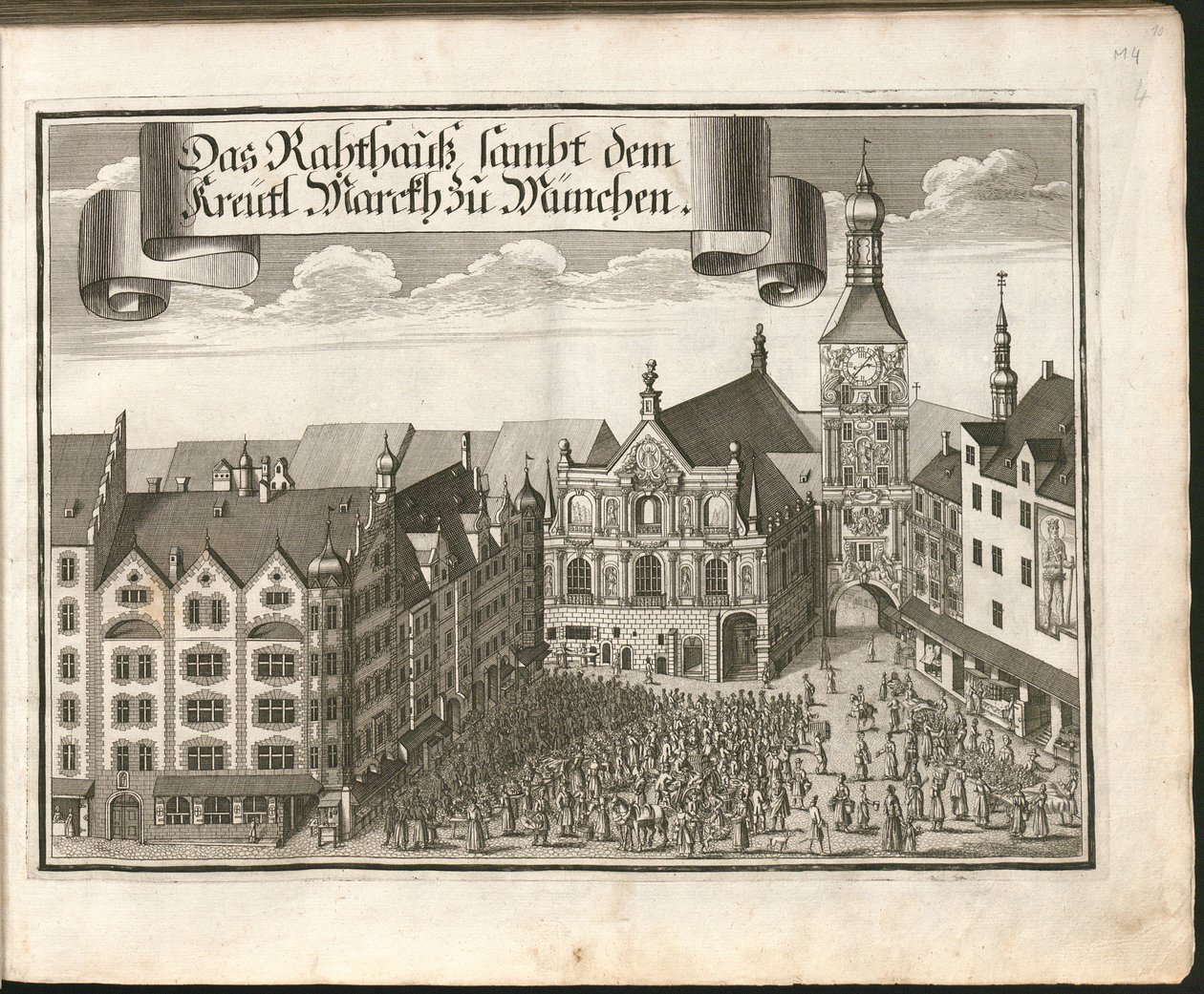 Duits: Das Rahthauß sambt dem Kreütl. Marckh zu München door Michael Wening