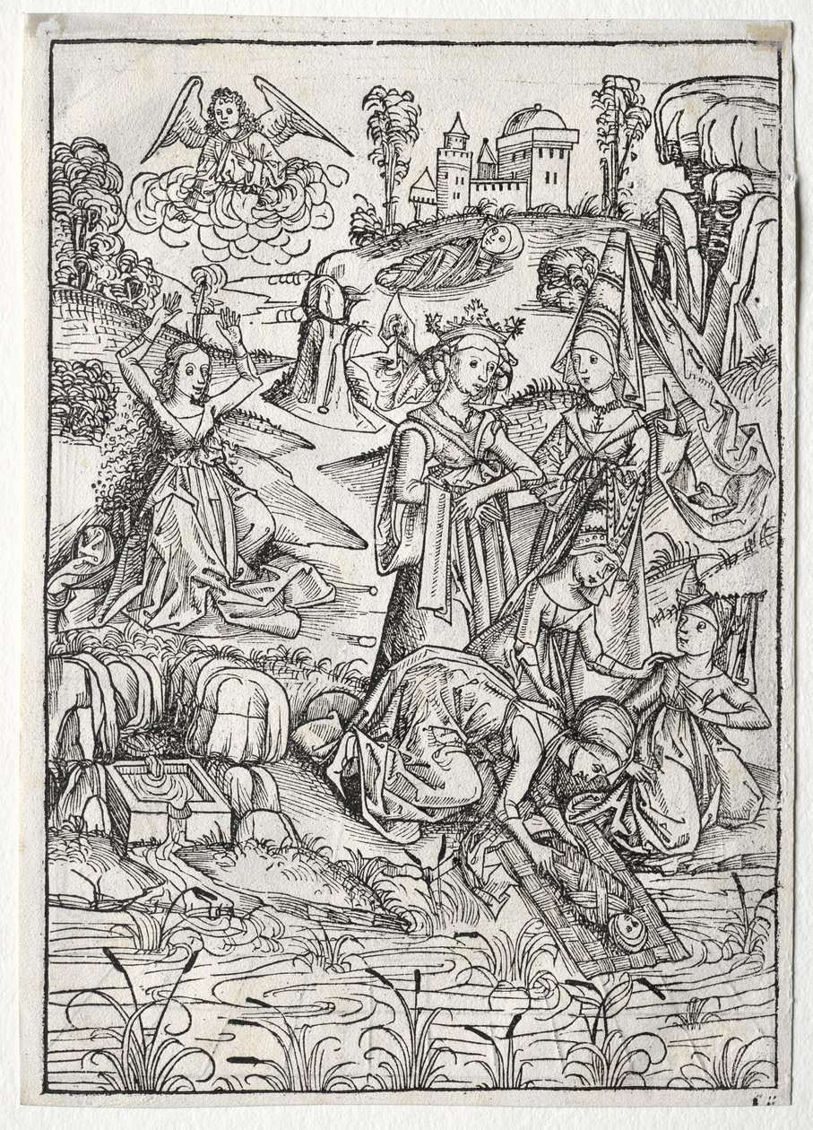 Der Schatzbehalter: Mozes Gevonden door de Dochter van de Farao (recto) door Michael Wolgemut