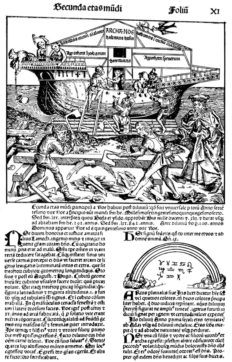 Pagina uit het boek De Neurenberg Kroniek, door Hartmann Schedel, 1493 door Michael Wolgemut