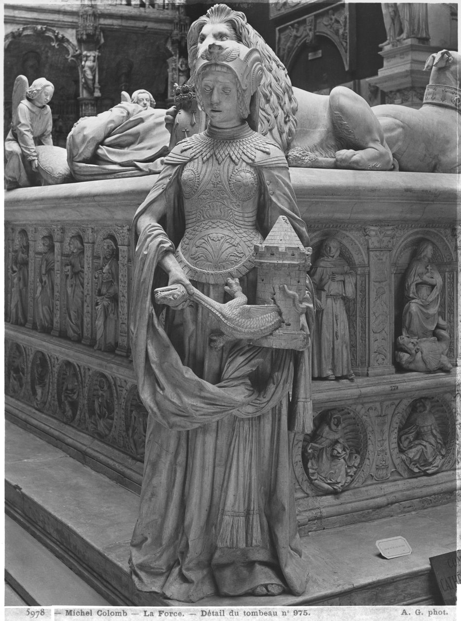 Nantes, Kathedraal van St. Peter en St. Paul, Graf van Frans II, Hertog van Bretagne en Marguerite van Foix, detail van Fortitude, 1502-07 door Michel Colombe