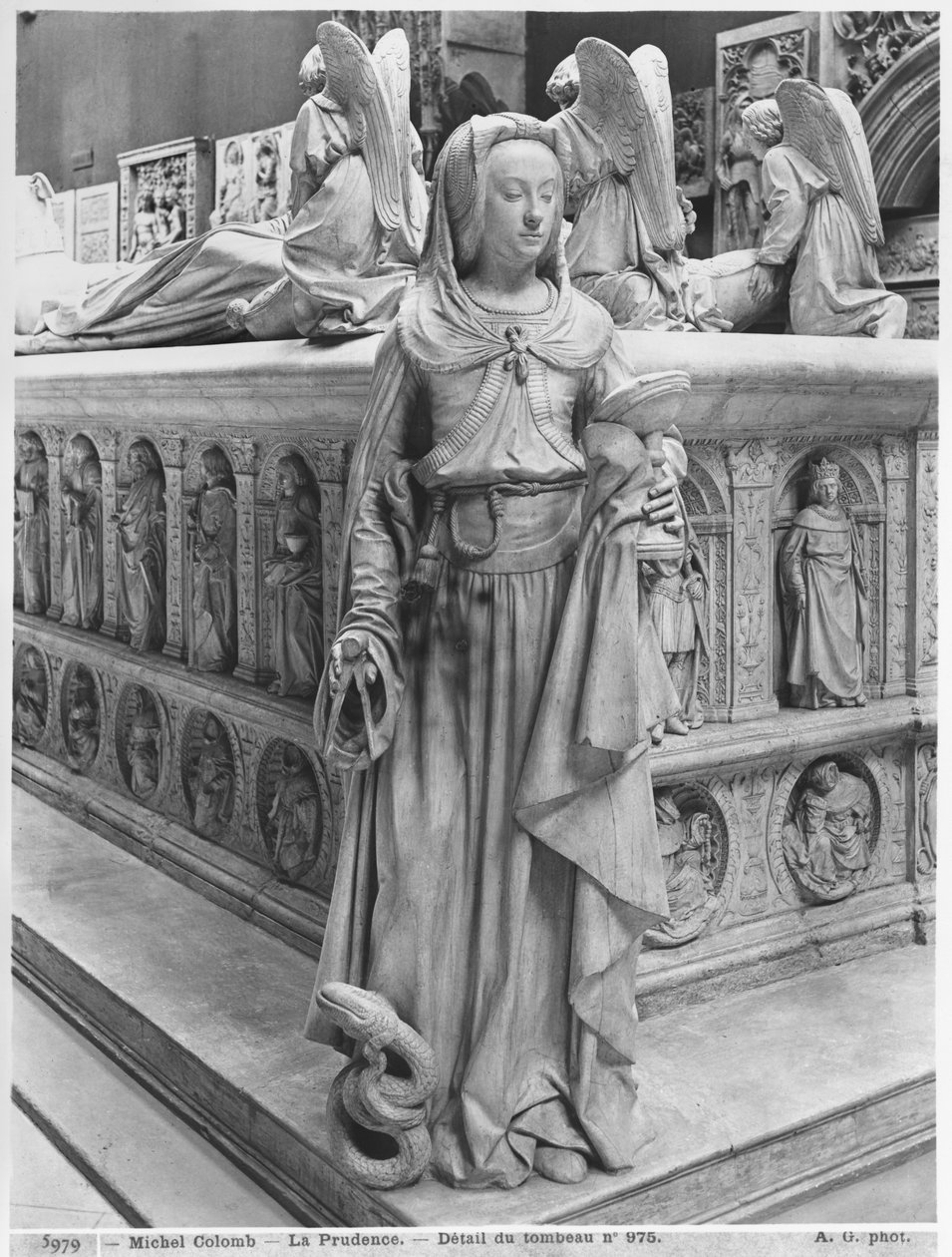 Nantes, Kathedraal van St. Peter en St. Paul, Graf van Frans II, Hertog van Bretagne en Marguerite van Foix, detail van Prudence, 1502-07 door Michel Colombe