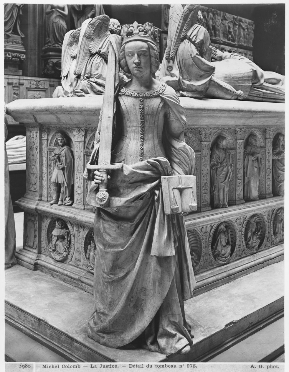Nantes, Kathedraal van St. Peter en St. Paul, Graf van Frans II, Hertog van Bretagne en Marguerite van Foix, detail van Justice, 1502-07 door Michel Colombe