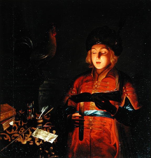 Een Jonge Zanger (Jonge Man met een Kaars) 1681 door Michel Gobin