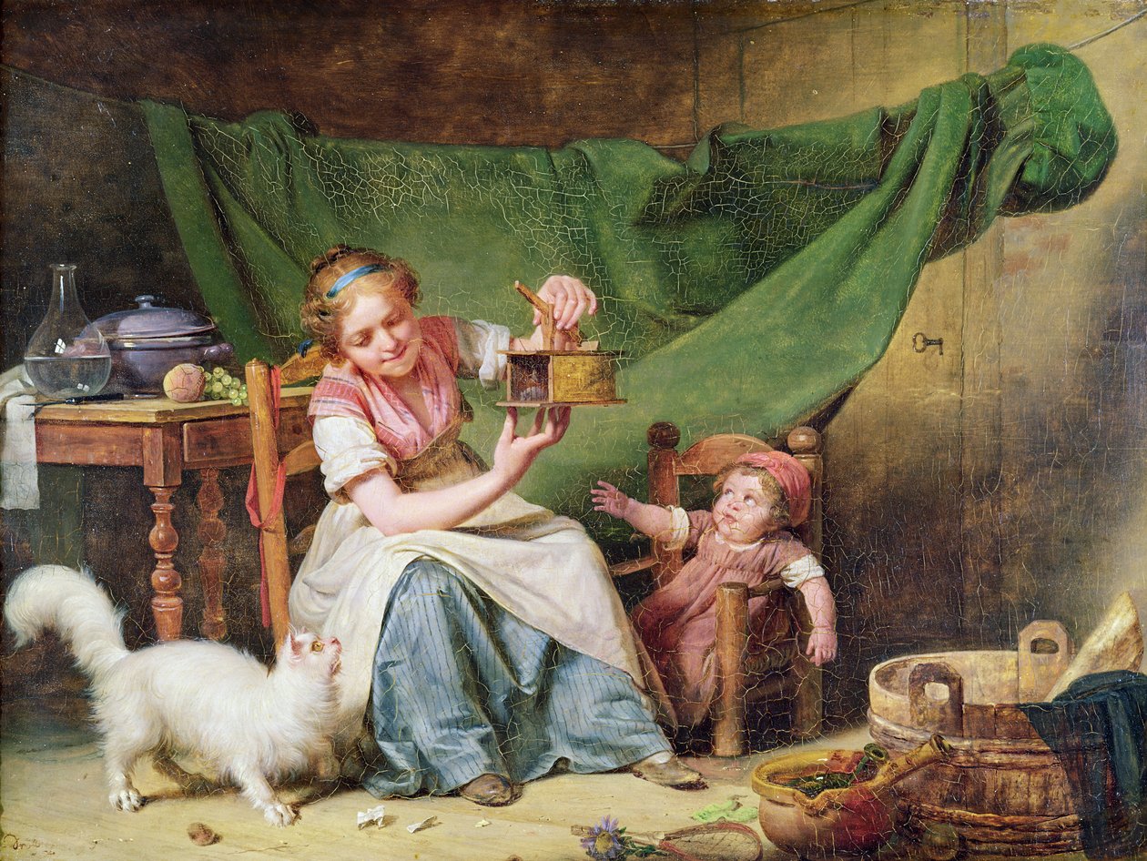 De vrouw en de muis, ca. 1798 door Michel Martin Drolling