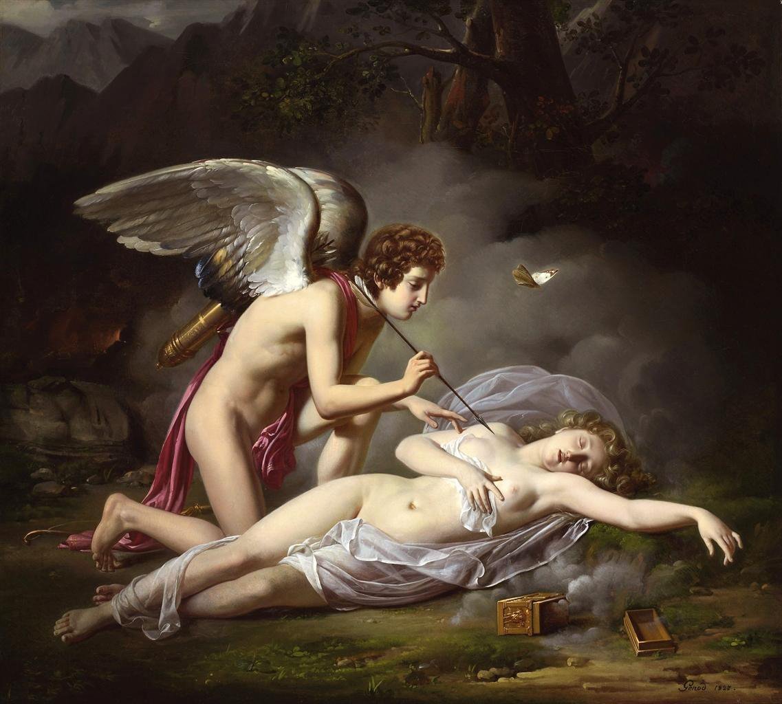Amor en Psyche door Michel Philibert Genod