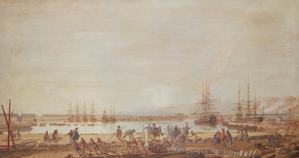 Uitzicht op de Nieuwe Haven van Toulon en het Eskader van de Koning, 1777 door Michel de Toulon
