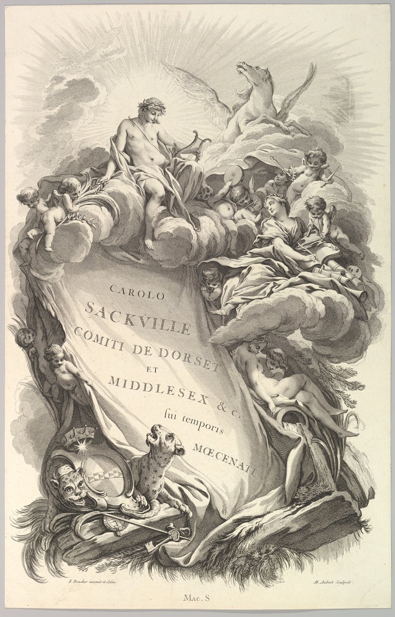 Frontispice voor het graf van Charles Sackville, graaf van Dorset Frontispice voor ..., ca. 1736 door Michel Aubert