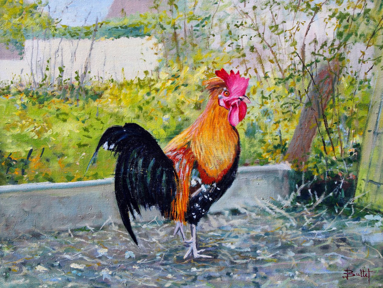 Le Coq Lico, 2003 (olieverf op board) door Michel Bultet