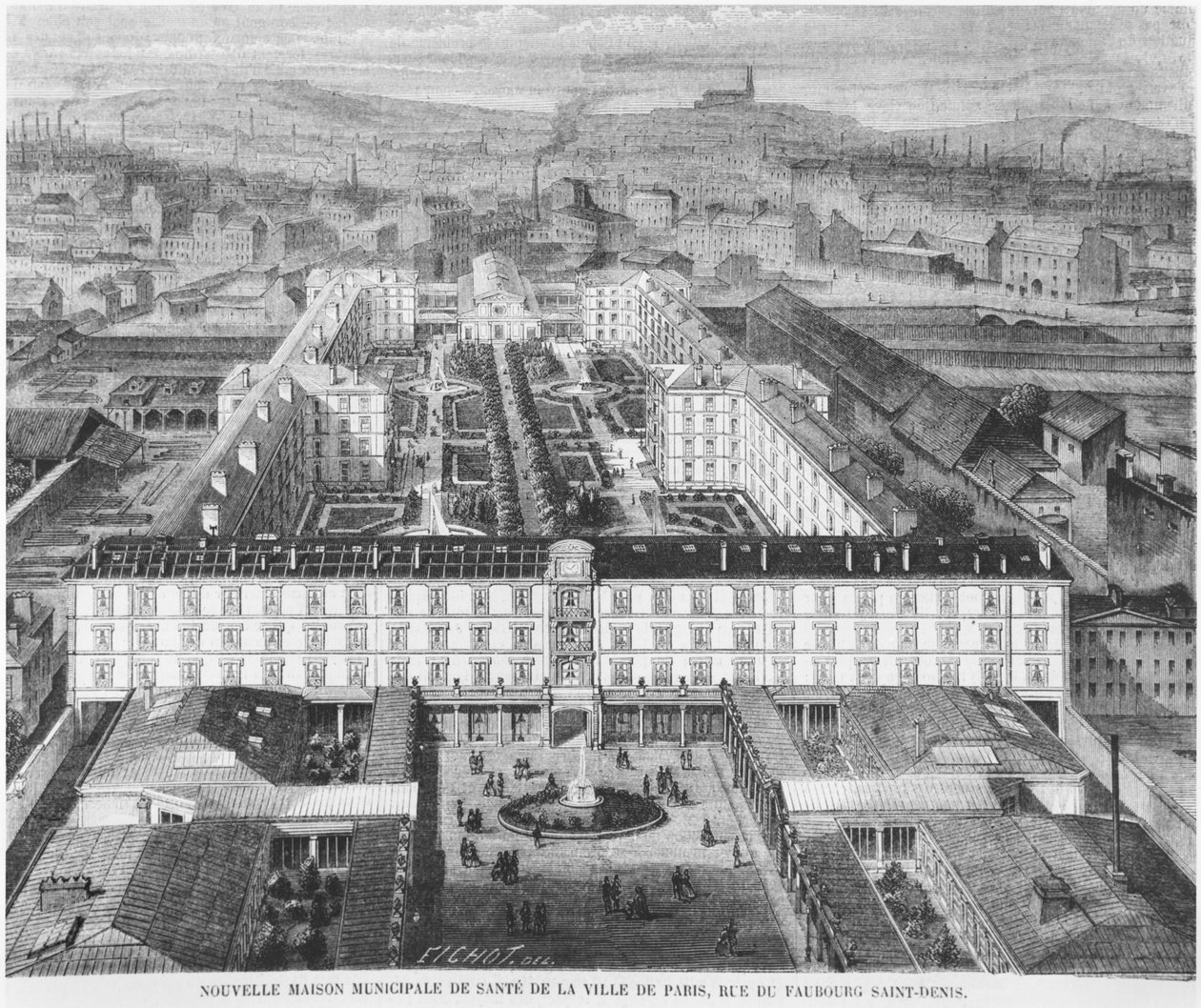 Het huidige Hopital Fernand Widal, Parijs, illustratie uit 