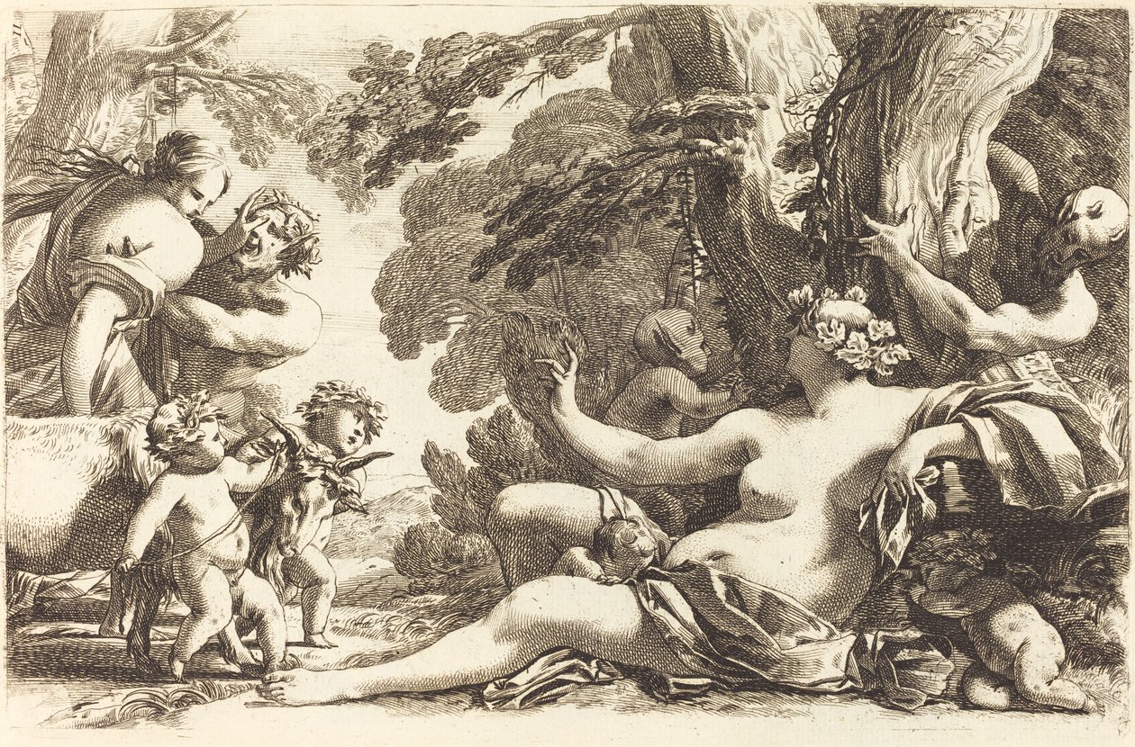 Zittende Bacchante met Kinderen door Michel Dorigny