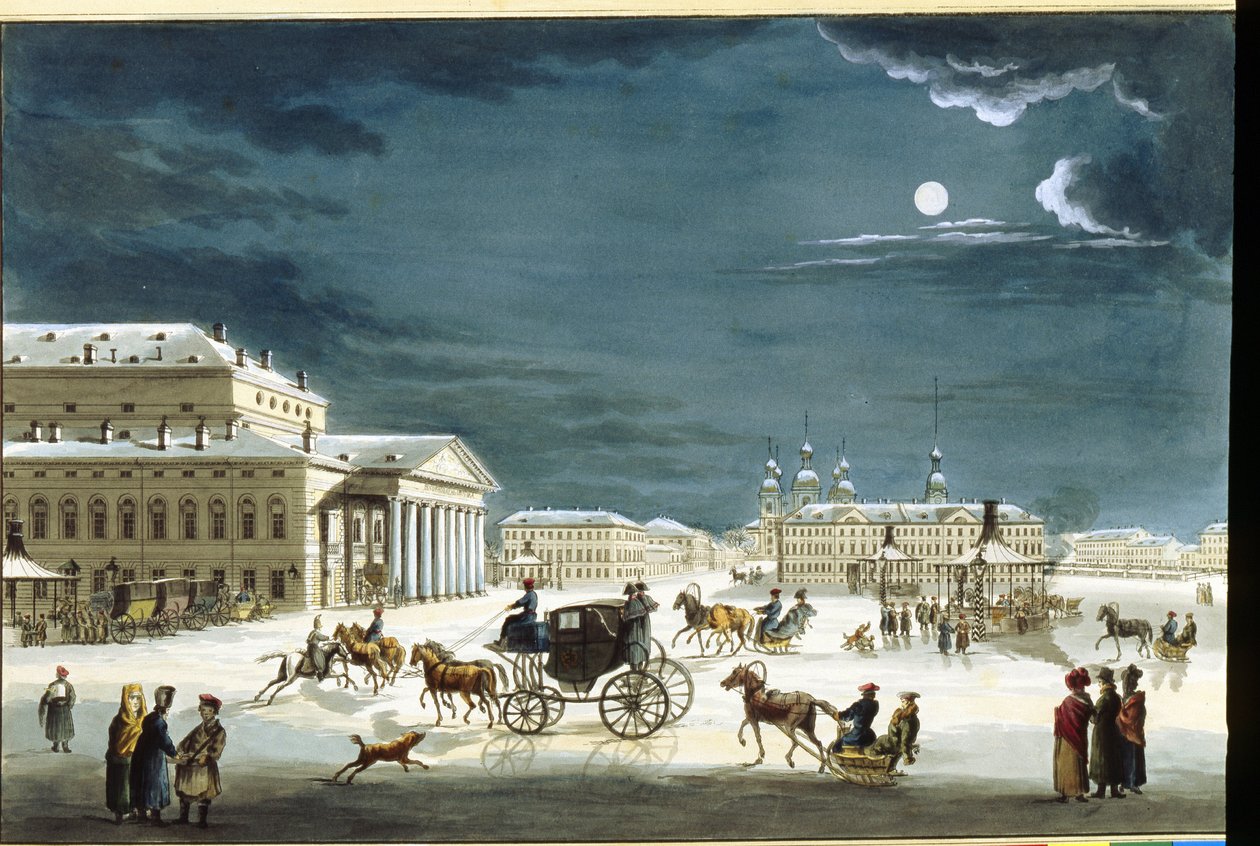 Het keizerlijk Bolshoi Kamenny Theater in Sint-Petersburg door Michel Francois Damam Demartrait